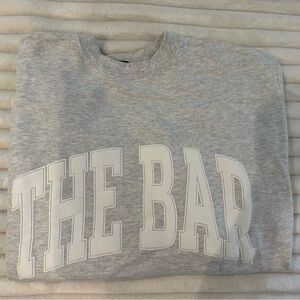 THE BAR oversized varsity gray sweatshirt with white text M